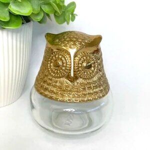 Vintage Avon Owl Gold Gilded Cologne Perfume Bottle Roses Gelee Empty